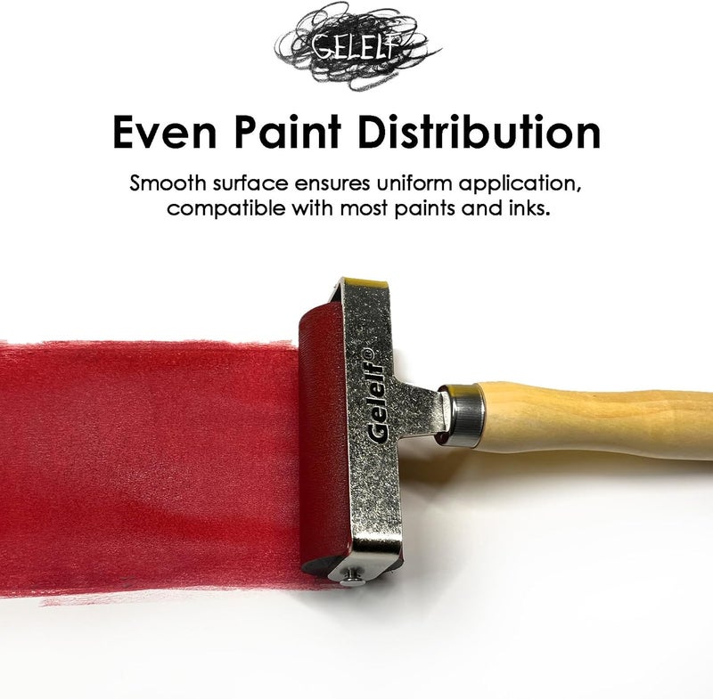 GELELF Smooth Peeling Brayer Roller - Wood Hand Roller Rollers Ink Roller Tape Roller for Gluing Taping Gel Printing Inking Block Printmaking Stamping Scrapbooks (#8: 8 Inch (20CM)) - Image 4